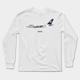 Illustration of Lufthansa Airbus A380 Long Sleeve T-Shirt